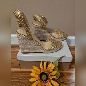 Jessica Simpson Talise Knotted Platform Espadrille Sandals in Gold Size 9.5M